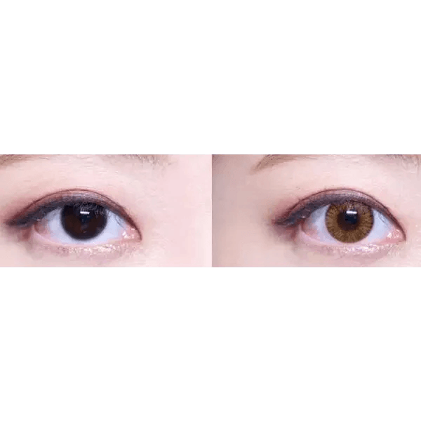LensVery Rich Ann Shine Brown (6p) — both eyes wearing the contact lenses