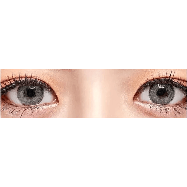 Olens Rich Gray — both eyes wearing the contact lenses