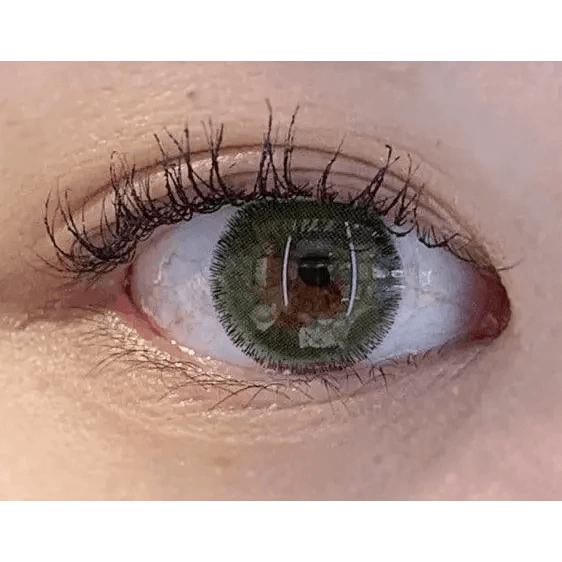 Olens Rich Green colored contact lens, 13.0mm graphic diameter, Monthly wear
