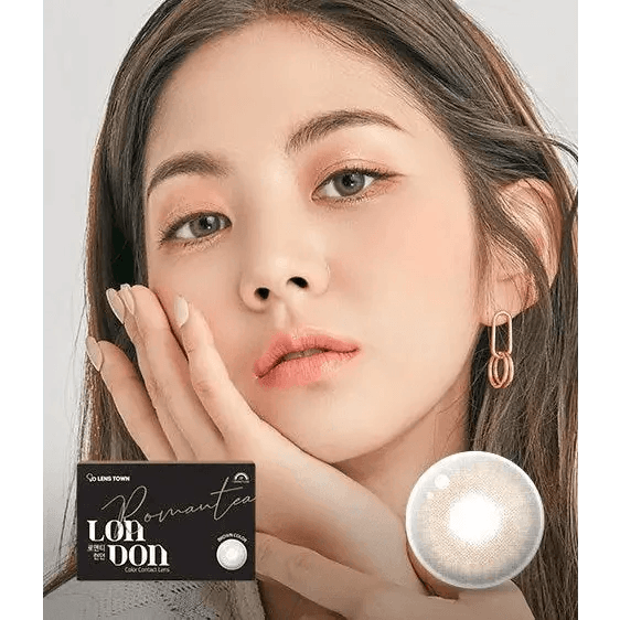 LensTown Romantea London Brown colored contact lens, 13.3mm graphic diameter, Monthly wear
