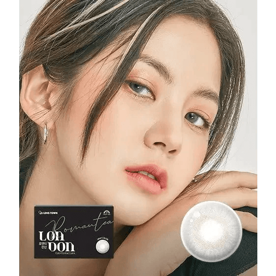 LensTown Romantea London Gray colored contact lens, 13.3mm graphic diameter, Monthly wear