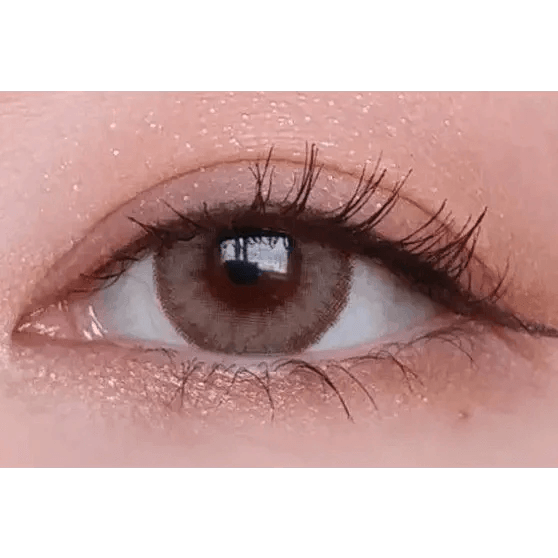 LensTown Romantea Rome Brown — single-eye close-up showing the contact lens appearance