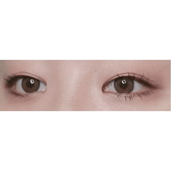LensTown Romantea Rose Beige Brown Toric — both eyes wearing the contact lenses