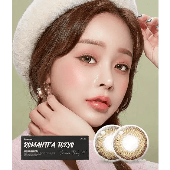 LensTown Romantea Tokyo Brown Party1 (Hazel 10p+Khaki 10p) colored contact lens, 13.5mm graphic diameter, Daily wear