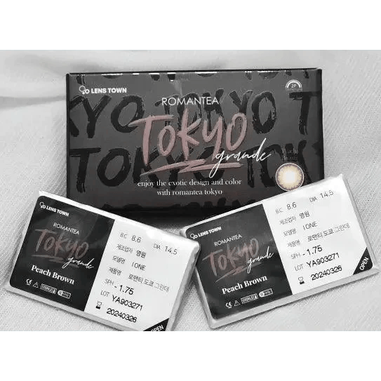 LensTown Romantea Tokyo Grande Peach Brown — contact lens packaging