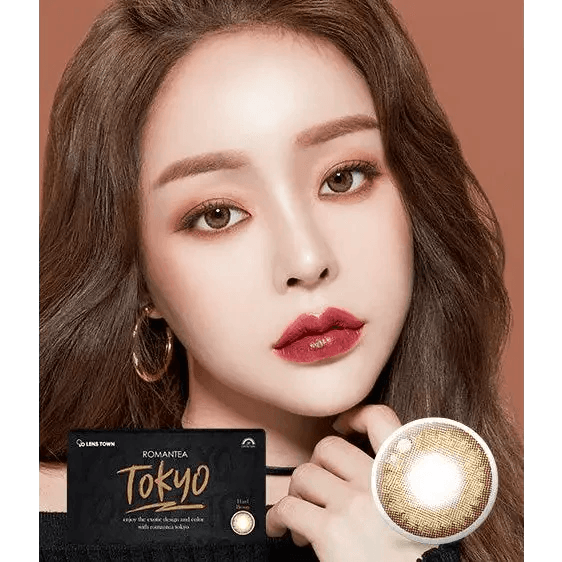 LensTown Romantea Tokyo Hazel Brown colored contact lens, 13.5mm graphic diameter, Monthly wear