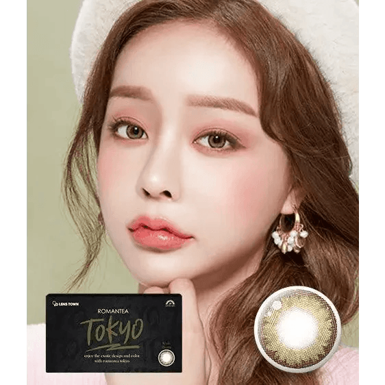 LensTown Romantea Tokyo Khaki Brown colored contact lens, 13.5mm graphic diameter, Monthly wear