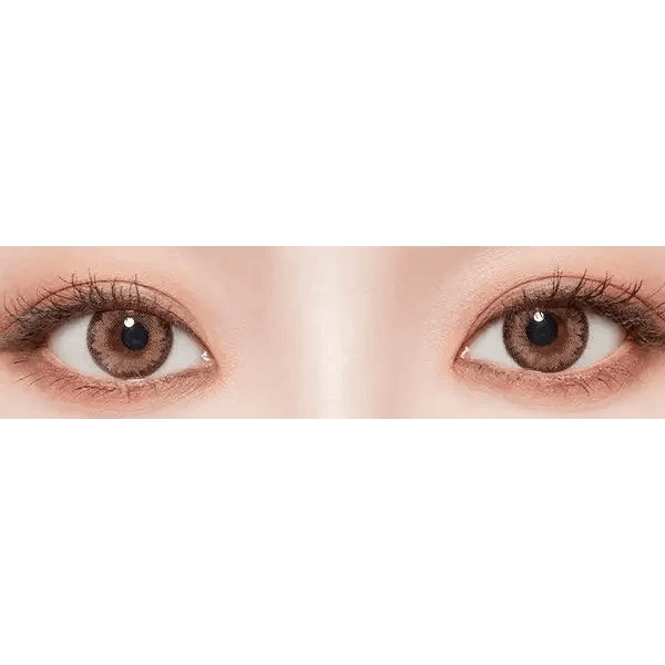LensTown Romantea Tokyo Peach Brown — both eyes wearing the contact lenses