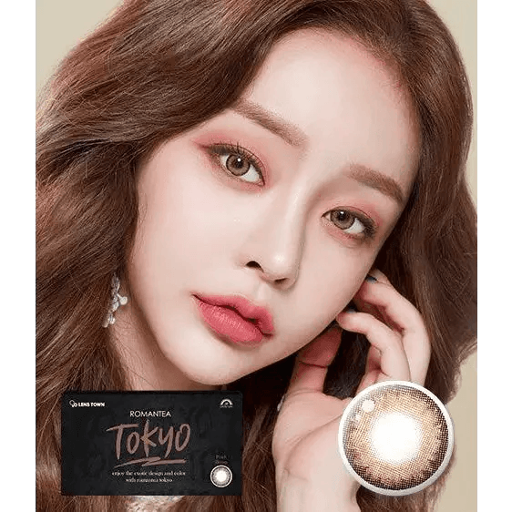 LensTown Romantea Tokyo Peach Brown colored contact lens, 13.5mm graphic diameter, Monthly wear