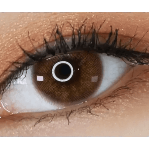 LensTown Romantea Venice Brown — single-eye close-up showing the contact lens appearance