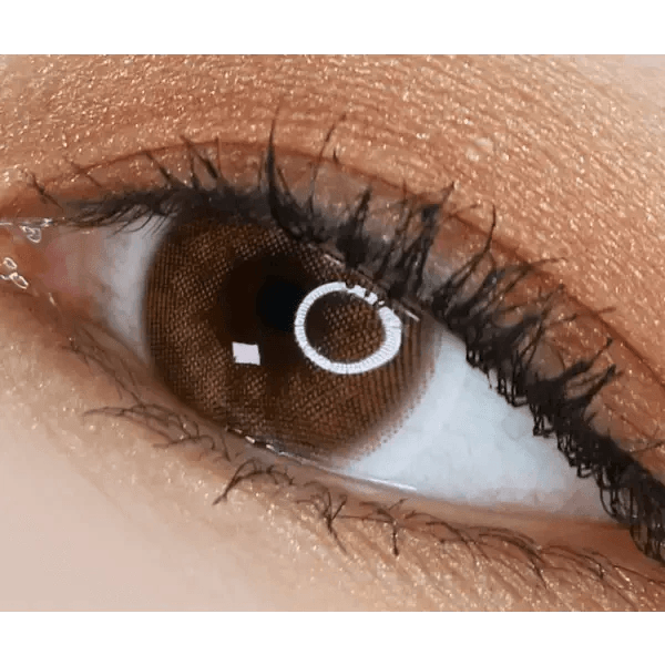 LensTown Romantea Venice Brown — single-eye close-up showing the contact lens appearance