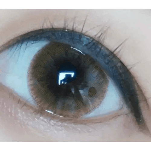 Olens Romantico 3 Color Brown — single-eye close-up showing the contact lens appearance