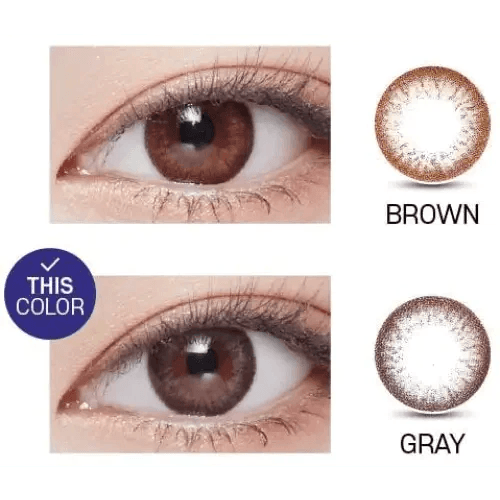 LensVery Rosee Romantic Gray — contact lens appearance comparison