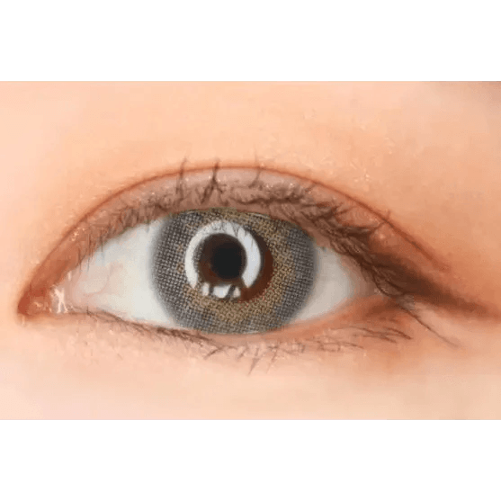 LensTown Rosy Basic Gray — single-eye close-up showing the contact lens appearance