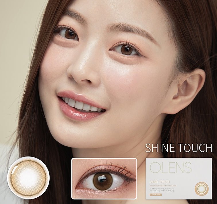Olens Shine Touch Milky Brown colored contact lens, 12.7mm graphic diameter, Monthly wear