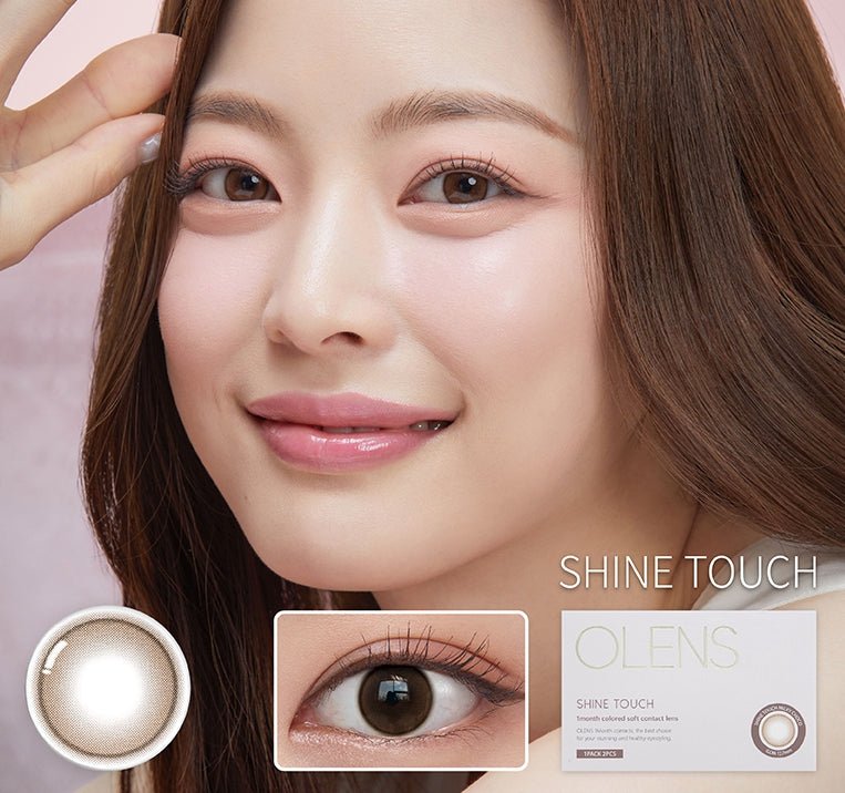 Olens Shine Touch Milky Choco colored contact lens, 12.7mm graphic diameter, Monthly wear