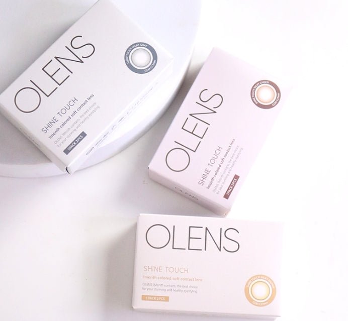 Olens Shine Touch Milky Gray colored contact lens, 12.7mm graphic diameter, Monthly wear