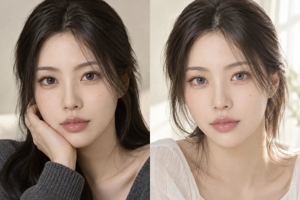 Charcoal Gray vs Silver Gray Contacts on Dark Eyes - KPOP2