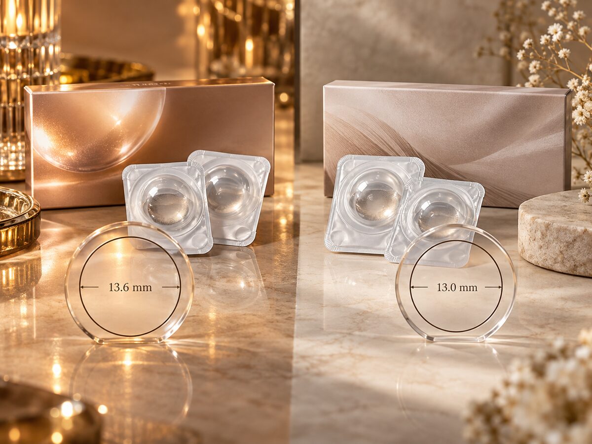 OLENS Big Glowy vs Glowy Natural 1Day Mocha Brown: 13.6 vs 13.0 mm - KPOP2