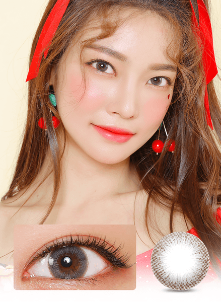 2Color Presso Gray 13.2mm — model portrait showing the contact lens look