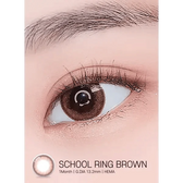 LensRang School Ring Brown — single-eye close-up showing the contact lens appearance