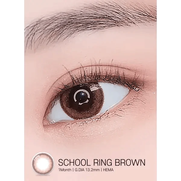 LensRang School Ring Brown — single-eye close-up showing the contact lens appearance