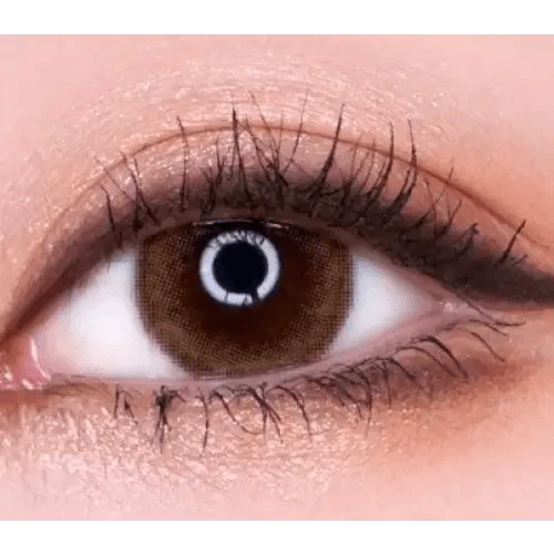 LensRang School Ring Brown — single-eye close-up showing the contact lens appearance