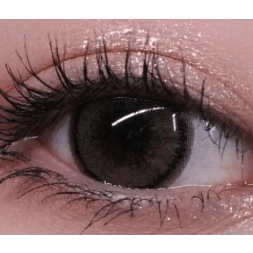 LensRang Sharing Brown — single-eye close-up showing the contact lens appearance