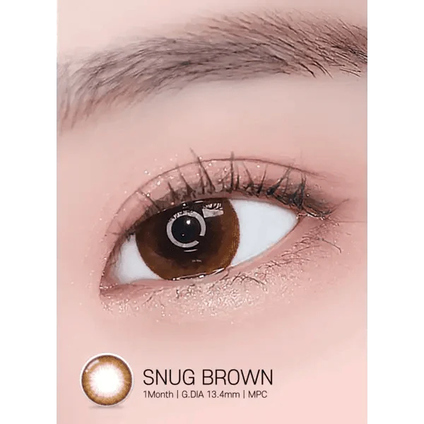 LensRang Snug Brown — single-eye close-up showing the contact lens appearance