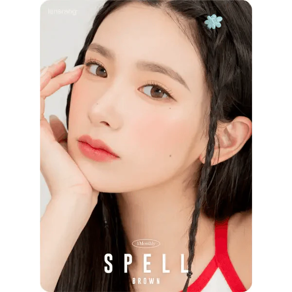 LensRang Spell Brown — model portrait showing the contact lens look