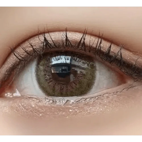LensRang Spell Khaki Green — single-eye close-up showing the contact lens appearance