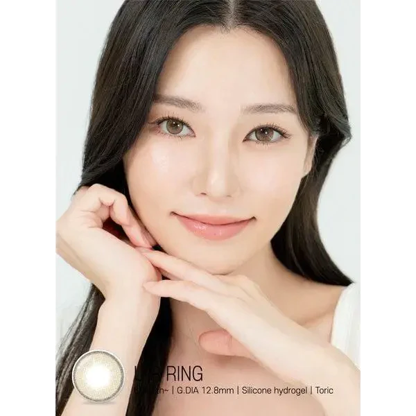 Lensrang UR Ring Brown Toric — model portrait showing the contact lens look