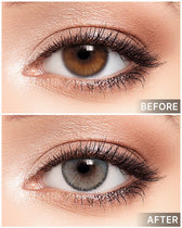 LensTown A872 Blue monthly colored contact lenses - before and after lens appearance comparison