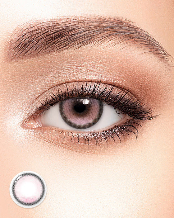 LensTown Romantea Fixy Dewy Tear Pink 3 Months colored contacts - on-eye color and lens pattern