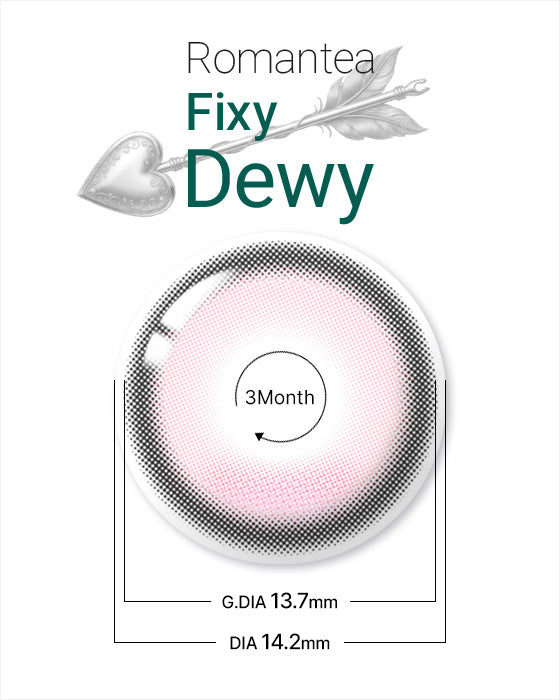 LensTown Romantea Fixy Dewy Tear Pink 3 Months colored contacts - lens pattern and product specifications