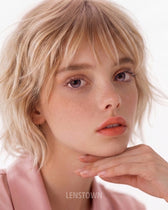 LensTown Romantea Fixy Dewy Tear Pink 3 Months colored contacts - model wearing the lenses