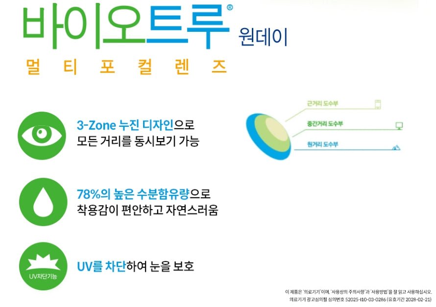Bausch + Lomb Biotrue Multifocal (30p) colored contact lens, 14.2mm graphic diameter, Daily wear