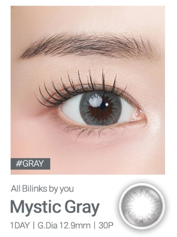 Bausch + Lomb Lacelle Mystic Gray (30p) colored contact lens, 12.9mm graphic diameter, Daily wear