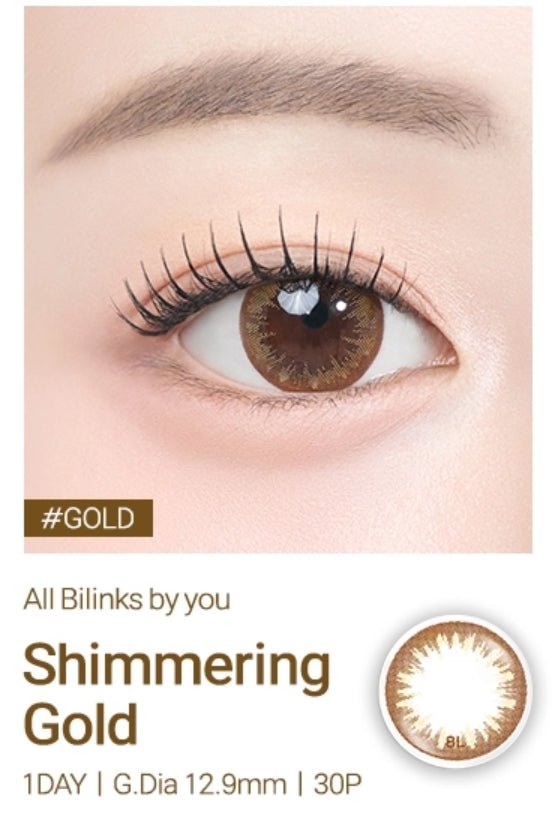Bausch + Lomb Lacelle Shimmering Gold Brown (30p) colored contact lens, 12.9mm graphic diameter, Daily wear