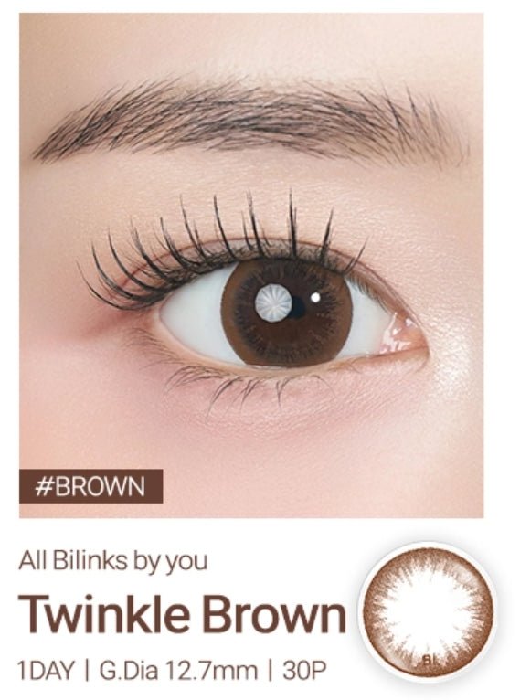 Bausch + Lomb Lacelle Twinkle Brown (30p) colored contact lens, 12.7mm graphic diameter, Daily wear