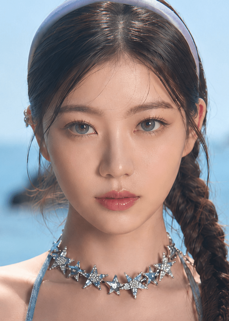 Clalen Iris FUGUANG Gray Daily 13.8mm — model portrait showing the contact lens look