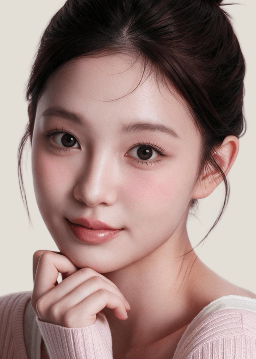 Clalen Iris Haze Choco Monthly 13.8mm — model portrait showing the contact lens look
