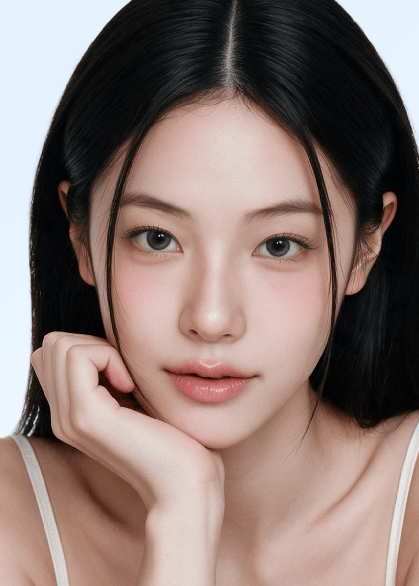 Clalen O2O2 Airy Gray Monthly 13.0mm — model portrait showing the contact lens look