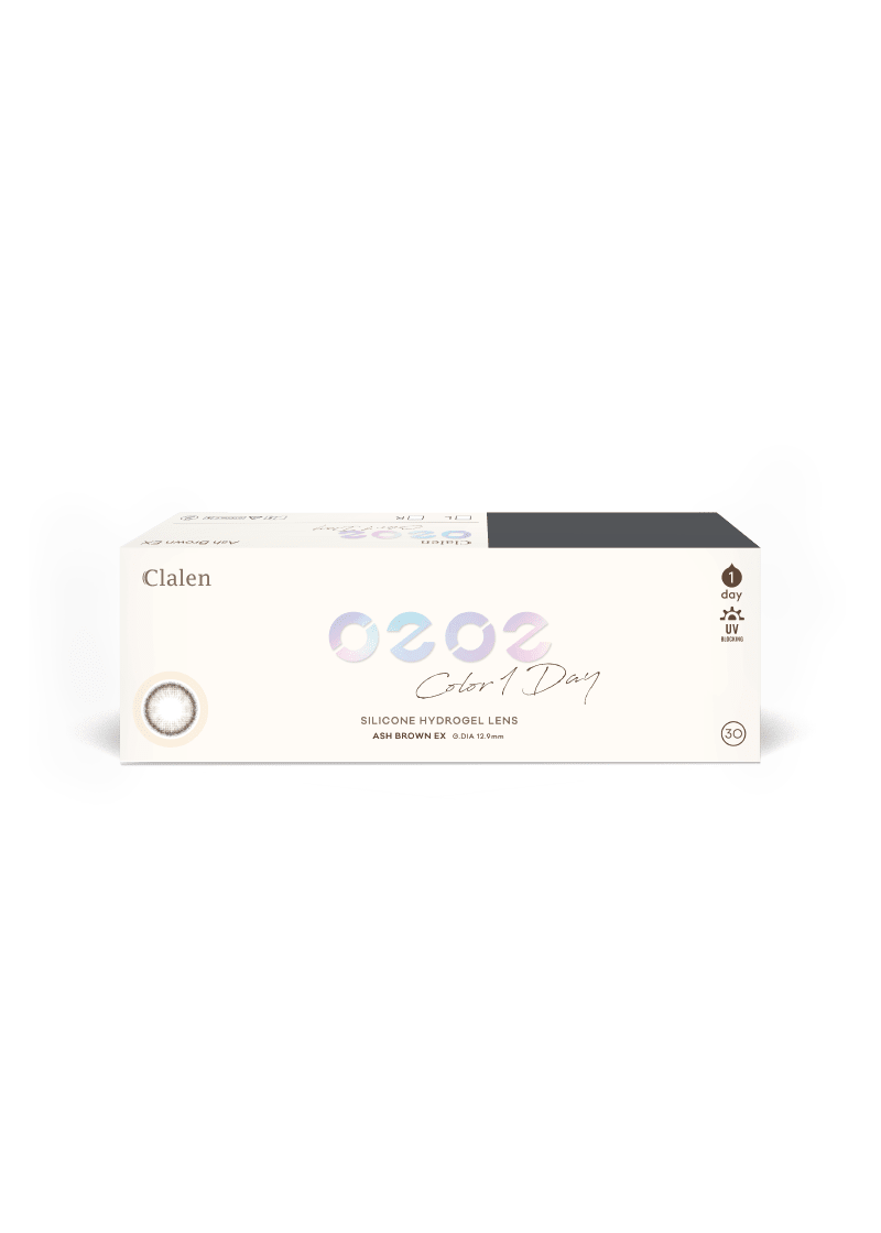 Clalen O2O2 Ash Brown Daily 12.9mm — contact lens packaging