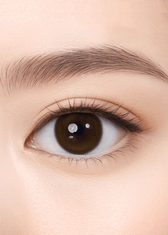 Clalen O2O2 Micellia Pale Choco Daily 13.1mm — close-up view of the contact lens on an eye