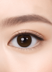 Clalen O2O2 Micellia Pale Choco Monthly 13.1mm — close-up view of the contact lens on an eye