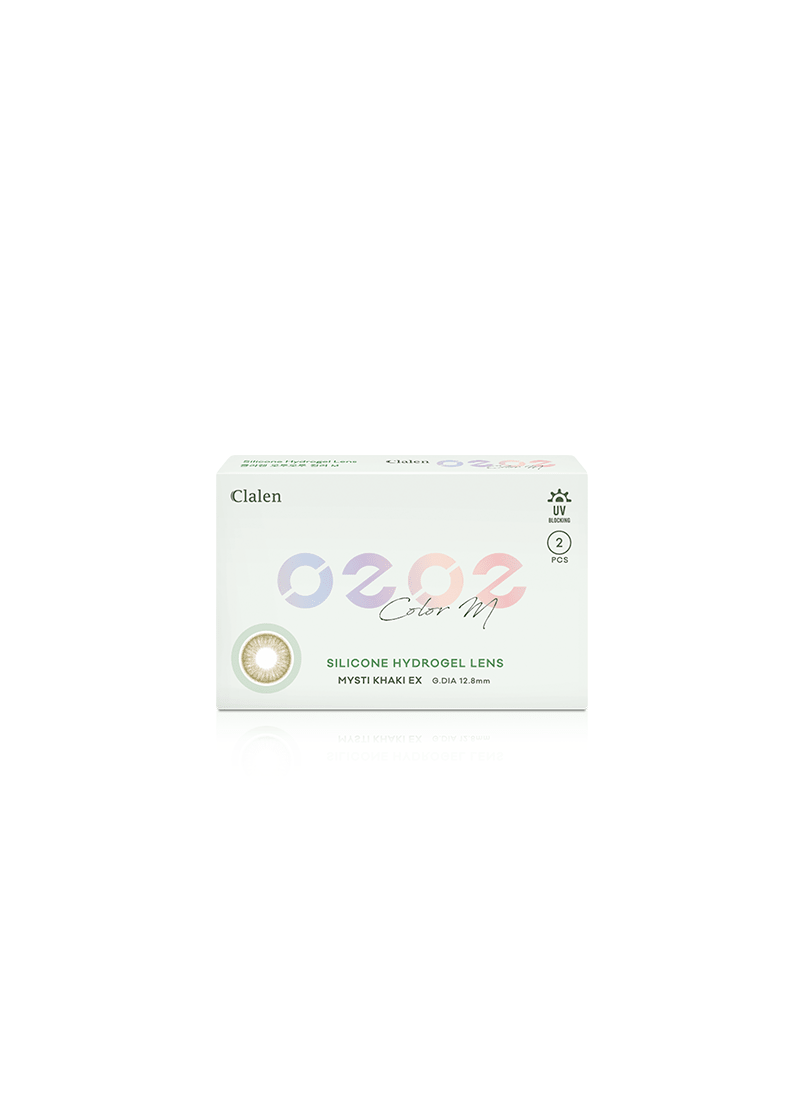 Clalen O2O2 Misty Khaki Green Monthly 12.8mm — contact lens packaging