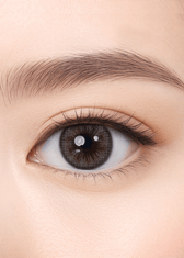 Clalen O2O2 Natural Gray Monthly 12.7mm — close-up view of the contact lens on an eye