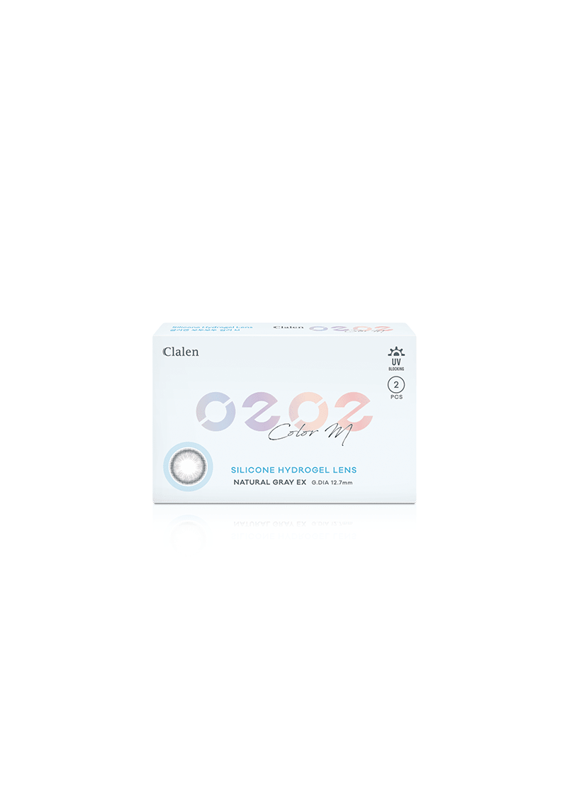 Clalen O2O2 Natural Gray Monthly 12.7mm — contact lens packaging