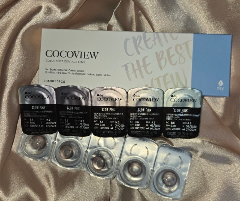 Cocoview Glow Pink (10p) colored contact lens, 13.3mm graphic diameter, Daily wear